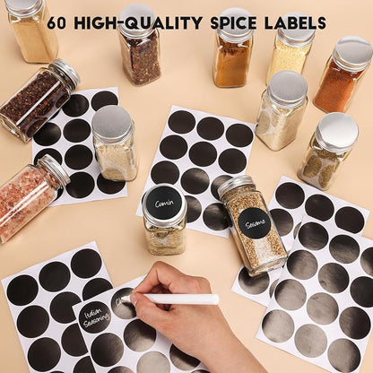 12Pcs Spice Jars with Label, 4oz Empty Square Seasoning Containers, Spice Jars - Image 7