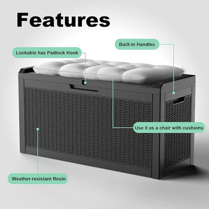 60 Gallon Deck Box, Resin Outdoor Storage Box - Image 6