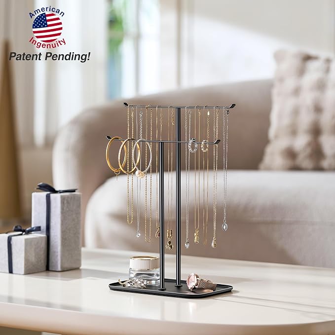 pickpiff Necklace Holder Jewelry Organizer Stand – 2‑Tier T‑Bar Jewelry Display - Image 7