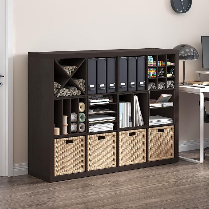 Furinno Cubicle 3-Shelf Cube Insert, 3-Tier Cube Organizer, Dark Oak | 12.9W x - Image 2