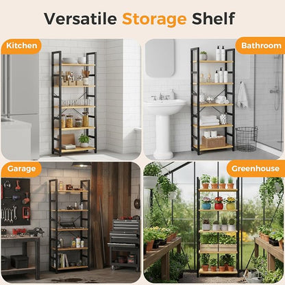 DUMOS 5-Tier Bookshelf, Modern Tall Bookcase Book Shelf | Open Storage Display - Image 5