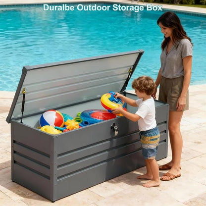 260 Gallon Waterproof Outdoor Storage Box, Extra Large Outside Metal Deck - Image 3