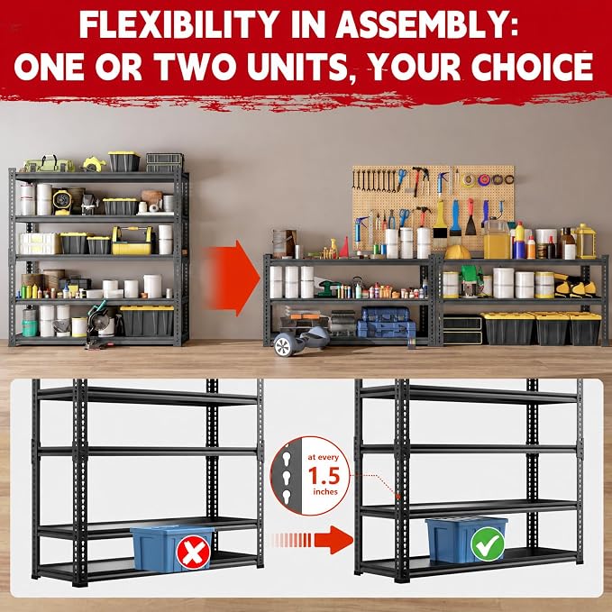 Lauxery Heavy Duty Garage Shelving 3000lbs Capacity - Image 8
