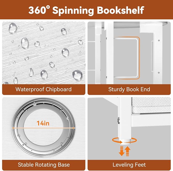 Housolution 5 Tier Rotating Bookshelf Tower - Image 4