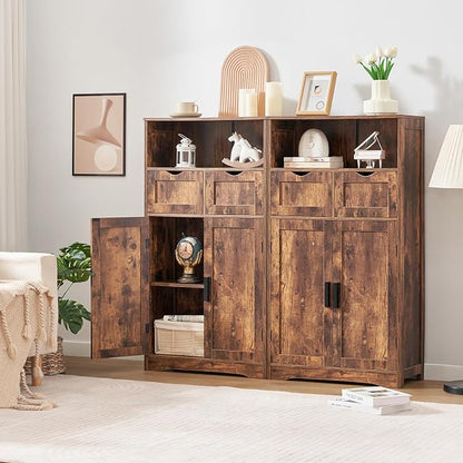 Iwell Storage Cabinet with 2 Drawers & Adjustable Shelves, Floor Cabinet - Image 9
