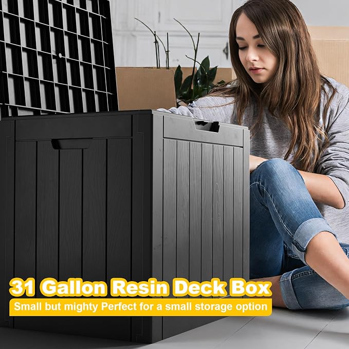 30 Gallon Deck Box, Resin Outdoor Storage Box - Image 2