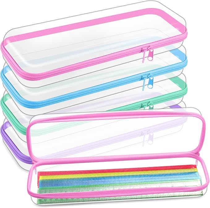 Hoolerry 4 Pcs Hard Clear Zipper Case Makeup Bags Plastic Pencil Pouch by Hoolerry