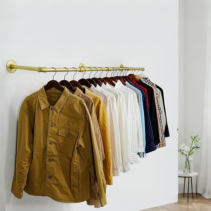 WEBI Industrial Pipe Clothing Rack, Heavy Duty Metal Garment Rack Bar Wall - Image 5
