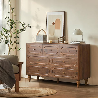 ORRD Fluted 7 Drawer Dresser for Bedroom, Modern Mid Century Chest of Drawers - Image 7