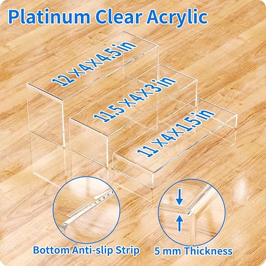 NIUBEE Acrylic Display Riser, Collectibles Display Stands Shelf - Image 3