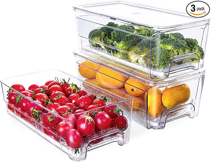 Imncya Pull-Out Fridge Organizer, Stackable Refrigerator Drawer Organizer Bins by Imncya