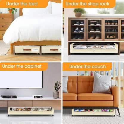 Under Bed Storage with Wheels 2Pack Underbed Storage with Clear Window&Label - Image 7