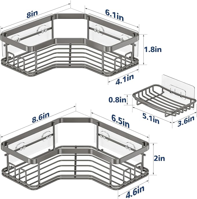 MAXIFFE 3 Pack Corner Shower Caddy - Image 8