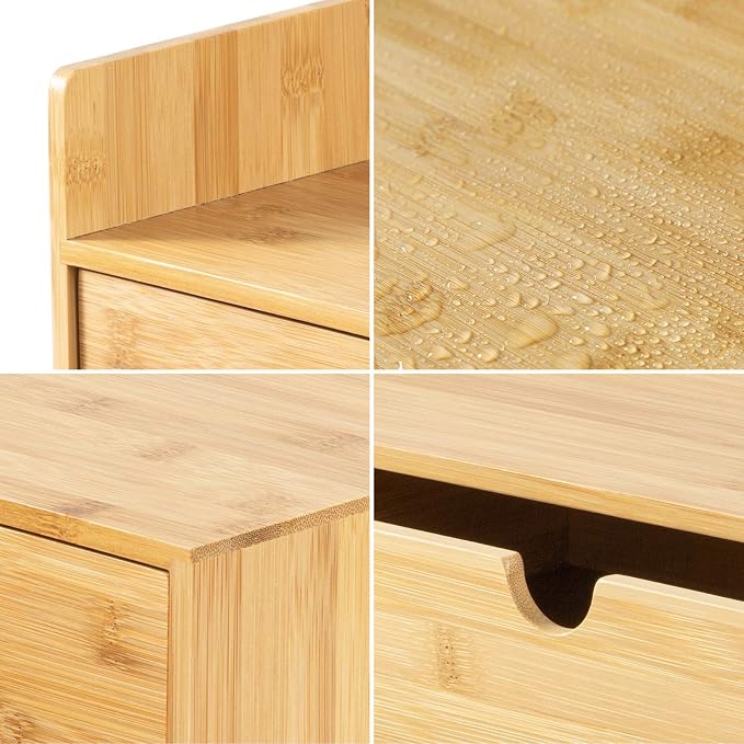 Bamboo Desk Organizer with Drawers, 3-Drawer Desktop Storage Box | 3 Drawers - Image 7