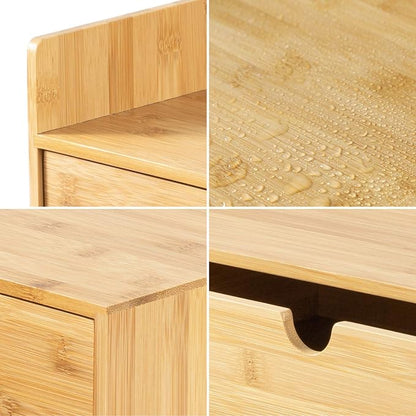 Bamboo Desk Organizer with Drawers, 3-Drawer Desktop Storage Box | 3 Drawers - Image 7