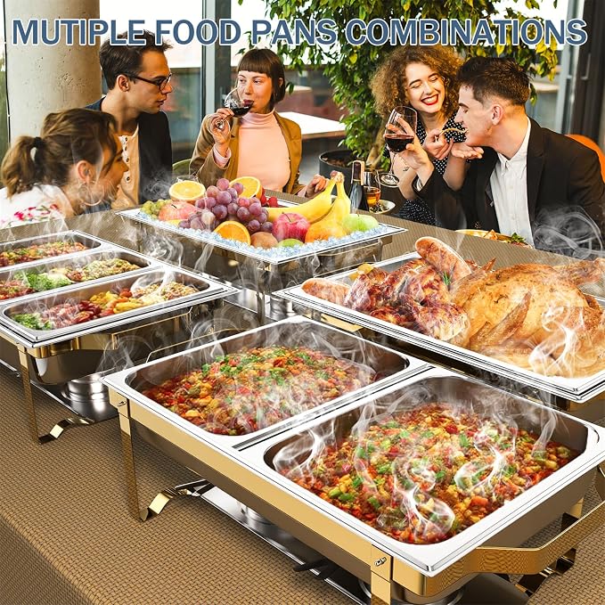 SIOTMERA 9QT Chafing Dishes for Buffet 4 Pack, Rolled Edge Design Food Warmers - Image 3