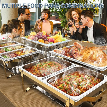 SIOTMERA 9QT Chafing Dishes for Buffet 4 Pack, Rolled Edge Design Food Warmers - Image 3