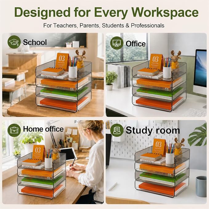 FANXIYQ 4-Tier Acrylic Paper Tray Organizer, Tool-Free Design - Image 3