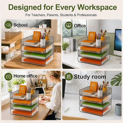 FANXIYQ 4-Tier Acrylic Paper Tray Organizer, Tool-Free Design - Image 3