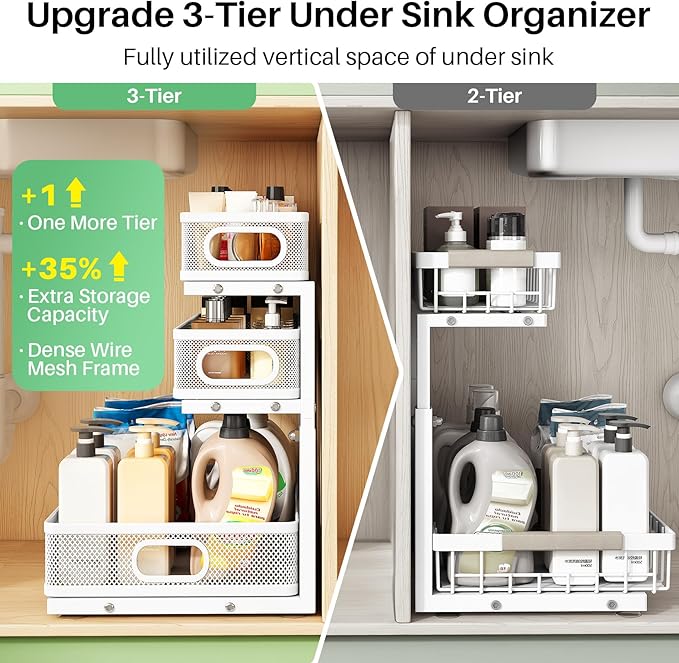 Kitstorack Under Sink Organizer, Slide out Storage Drawer Rack - Image 4