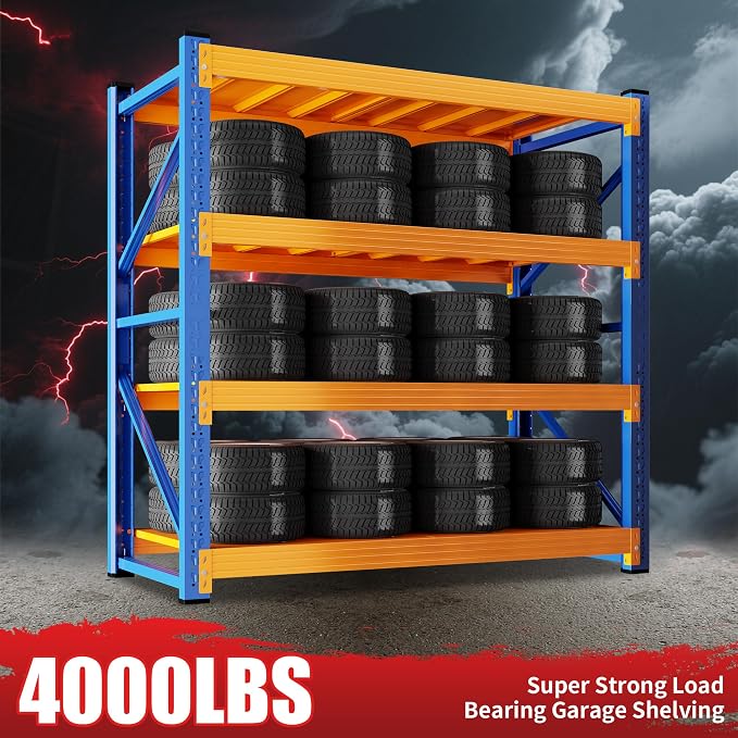 4000LBS Garage Shelving 48" W Garage Shelving Heavy Duty 4-Tier Metal Storage - Image 4