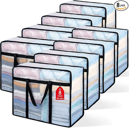8 Pack Clear Blanket Storage Bags by Besslly