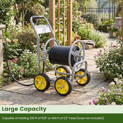 Goplus Garden Hose Reel Cart, 330ft 5/8" or 400ft 1/2" Large Capacity, - Image 2
