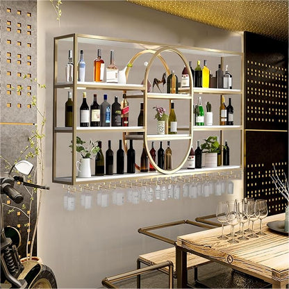 Large Wall Mount Wine Rack, Metal 4 Tier Large Capacity Hanging Bar Rack - Image 8