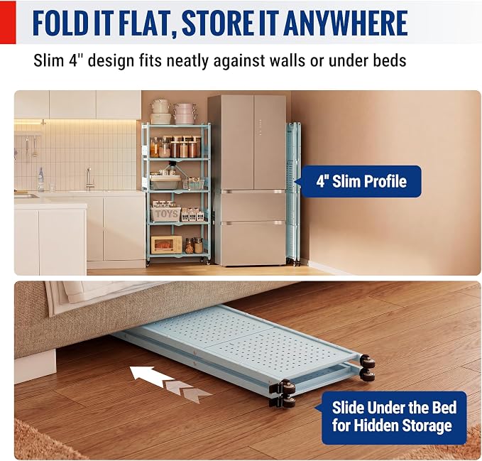WORKPRO 5-Tier Folding Shelf, No-Assembly Metal Storage Rack - Image 8