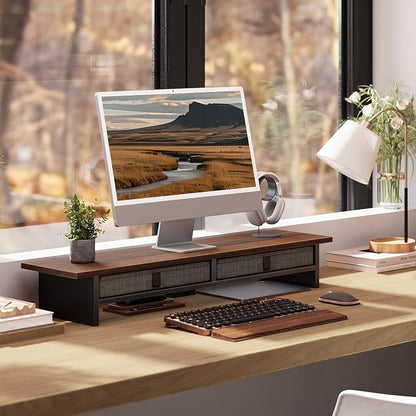 Fenge Monitor Stand with Drawer, 2 Tiers Dual Monitor Riser - Image 9