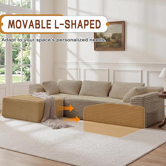 Korser 108" L-Shaped Modular Sectional Sofa - Image 6