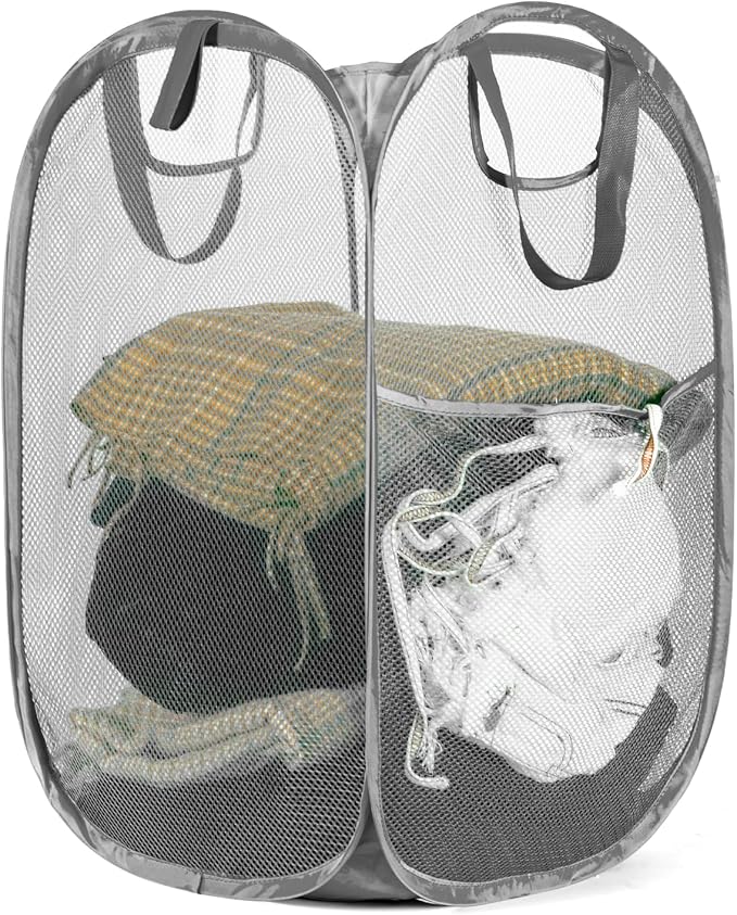HOUSE AGAIN Mesh Popup Laundry Hamper, Collapsible Laundry Basket, Foldable Pop by HOUSEAGAIN