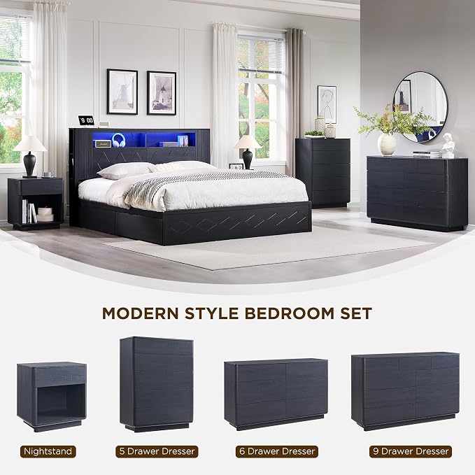 ACCOHOHO Modern 5 Drawer Dresser - Image 3