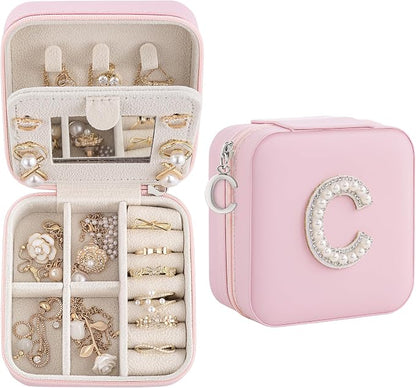 Initial Jewelry Box, Travel Jewelry Case, Gift by Unknown