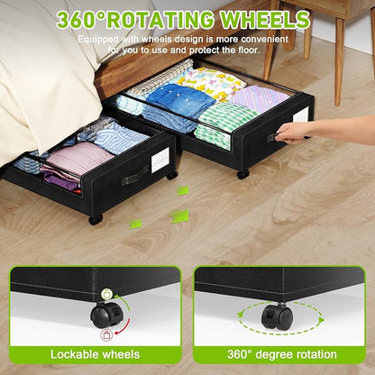 Tututry Under Bed Storage with Wheels, XXL 60L Under the Bed Storage Bins - Image 3