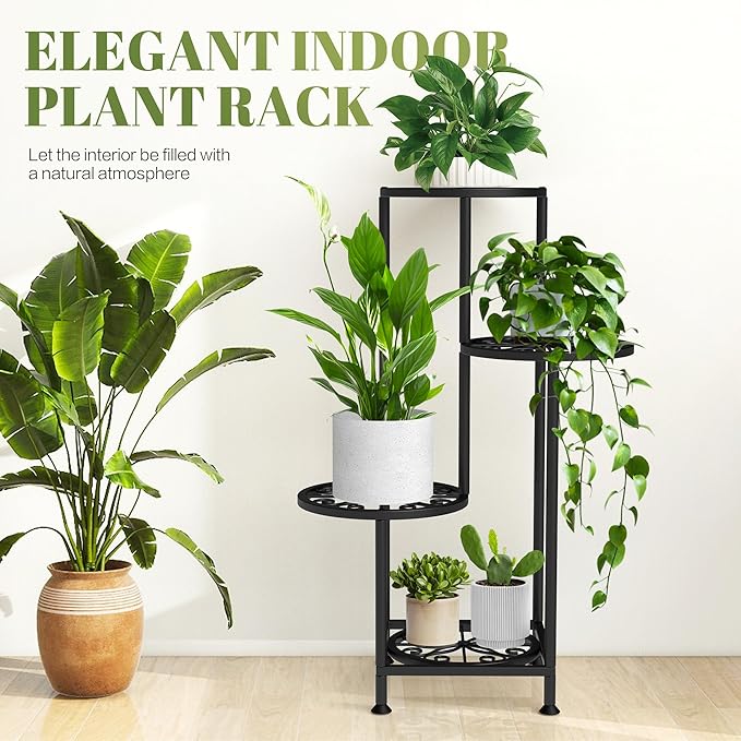 4 Tier Plant Stand Indoor Outdoor, Metal Flower Shelf Display Holder - Image 5