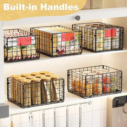 X-cosrack Metal Wire Basket Pantry Baskets Foldable Cabinet Organizers - Image 2