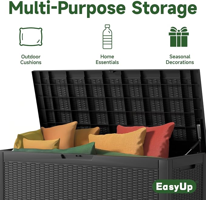 EasyUp 120 Gallon Outdoor Storage Box Waterproof, UV Resistant Resin Deck Box - Image 7