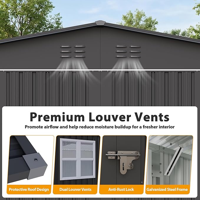 12x18 FT Outdoor Storage Shed, Metal Garden Shed - Image 3