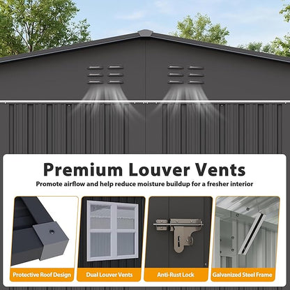 12x18 FT Outdoor Storage Shed, Metal Garden Shed - Image 3