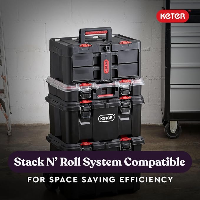 Keter Stack-n-Roll Two Drawer Tool Box - Image 3