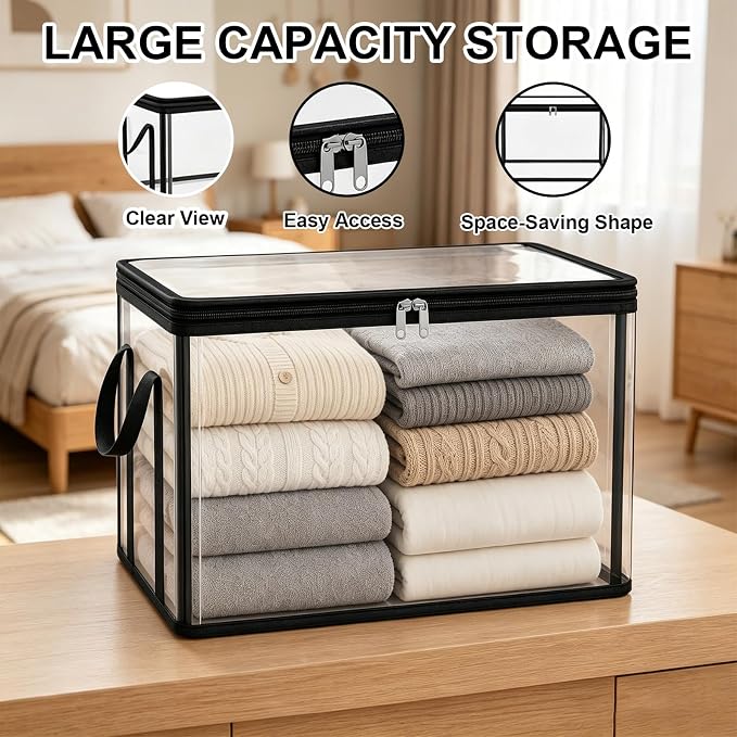 3-Pack Large Clear Thick Plastic Storage Box - Image 3