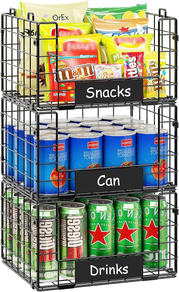 3 Pack XL Stackable Wire Baskets - Image 7