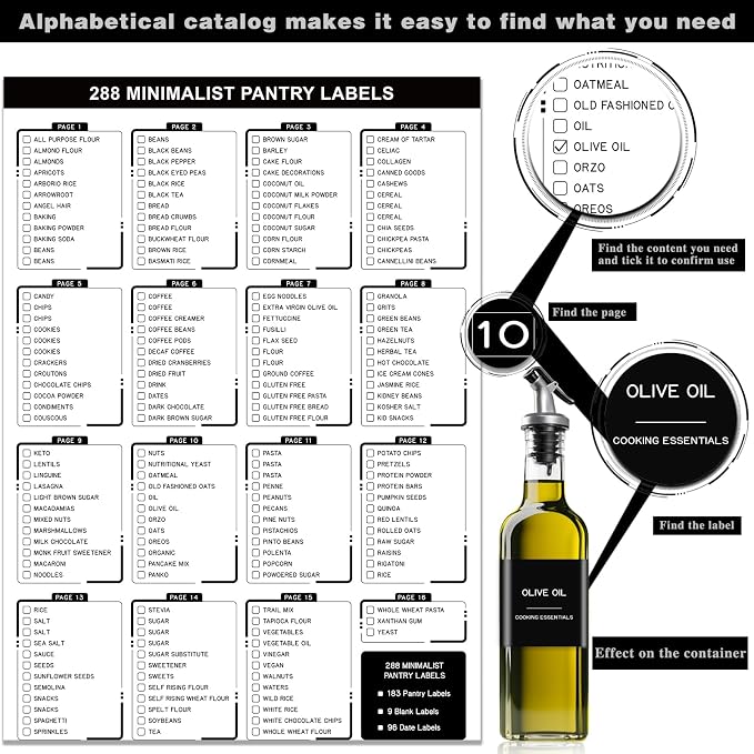 288 Pantry Labels for Food Containers, Jars and Kitchen - Image 3