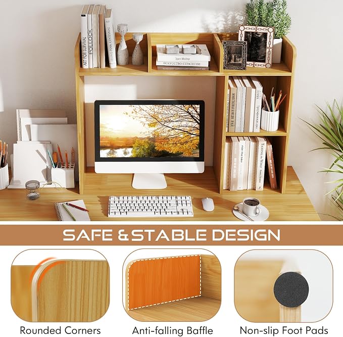 Tangkula Desktop Bookshelf, Countertop Storage Hutch - Image 7