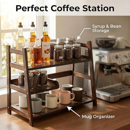 3 Tier Bamboo Matcha Station, coffee station organizer Shelf | - Image 2