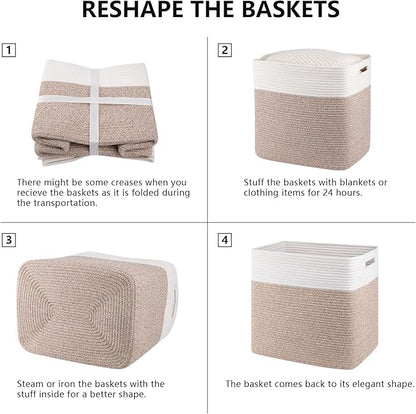 OIAHOMY Storage baskets for Shelf, Large Collapsible Storage Bins, Blanket - Image 7