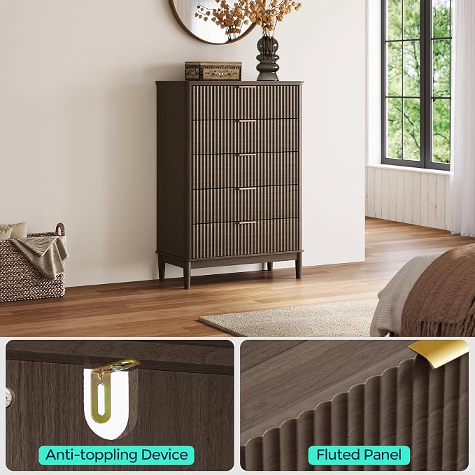 LINSY Fluted Dresser for Bedroom - Image 4