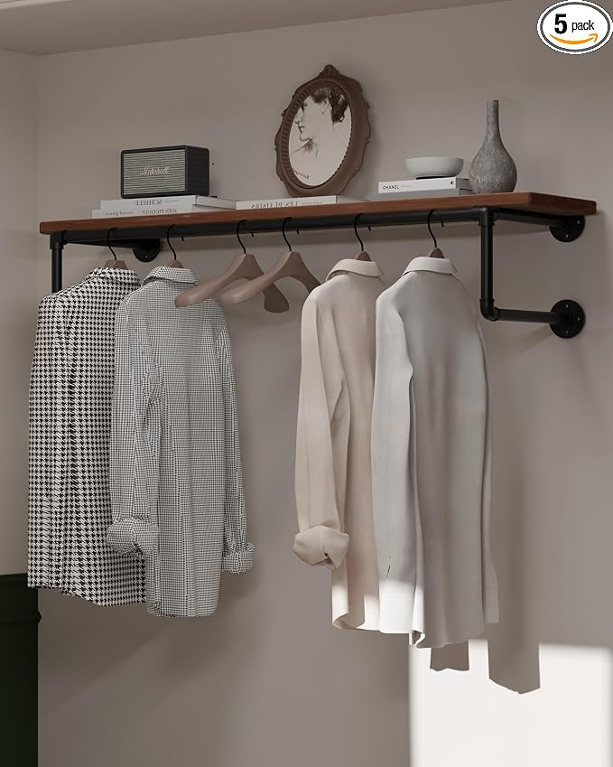 Clothes Rack 42in, Wall Mounted Garment Racks by INDUSTRIALSHELVESDESIGN