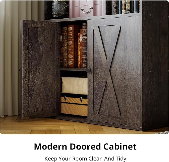IRONCK Bookcase with Doors, Tall Bookshelf with Storage, Bookshelves and - Image 4